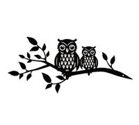 Metal Owl Wall Art Decor, 2 Owls on Tree Branch Black Iron Silhouette Wall Hanging Sculpture, Rustic Nature Themed Metal Wall Decor for Living Room Bedroom Farmhouse Indoor Outdoor Home Decoration