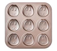 Metal Pan for Baking Standard 9 Cup Nonstick Cupcake Pan with Handle Odorless Metal Baking for Egg Cupcakes Pan for Baking Little Rabbit Footprints Pig Shaped Mini Cake Pan (Brown2, One Size)