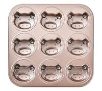 Metal Pan for Baking Standard 9 Cup Nonstick Cupcake Pan with Handle Odorless Metal Baking for Egg Cupcakes Pan for Baking Little Rabbit Footprints Pig Shaped Mini Cake Pan (Brown1, One Size)