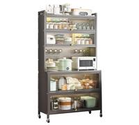 Metal Pantry Storage Cabinet on Wheels Flip Door Steel Kitchen Hutch Anti-Tip Design for Home & Office nization Space-Saving Storage Solution