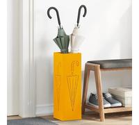 Metal Parasol Holder Mustard 15.5 x 15.5 x 49 cm with Storage Space, Umbrella Stand for Hallway and Entrance Area, Umbrella Basket with Drip Tray for Office, Practice, Hotel, Restaurant Order