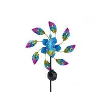 Metal Peacock Wind Spinner Solar Powered Led Lawn Light Garden Windmill Ornament
