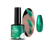 Metal Pearl Gel Nail Polish, Green Mermaid Shell Thread Glitter Holographic Soak Off UV LED Varnish, Shimmering Metallic Shining Sparkling Long Lasting, DIY Art Manicure at Home, Gift for Women