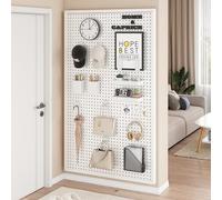 Metal Peg Board with 20 Hooks, Pegboard Display Stand, Steel Pegboard Tool Board for Garage Wall, Craft Shows, Peg Board Tool Organization