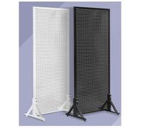 Metal Pegboard Display Stand with 20 Hooks, Versatile Hanging T Shelf for Garage, Kitchen, Office, Crafts - White, 60x40x100 cm, Perfect for nizing and Showcasing