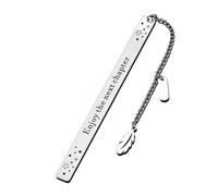 Metal Pendant Bookmark, Stainless Steel Bookmark, Decorative Reading Marker with Leaf Pendant, Metal Oval Pendant Souvenir Bookmark for Student and Teacher's Day