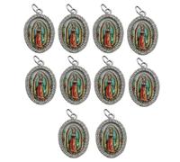 Metal Pendant Charm 10Pcs Set, Oval Shape Religious Craft Charms for Necklace Making, Keychain Accessories, Jewelry Crafting Supplies - Ideal for DIY Enthusiasts & Religious Jewelry