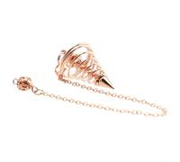 Metal Pendulum for Dowsing and Divination - Copper Spiral Cone Detector, Electroplated Finish, 41.5 mm x 21 mm, 11 g, Includes Chain - Suitable for Beginners(Rose Gold)