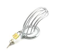 Metal Penis Ring Lock Male Chastity Cock Cage Device Adult Games BDSM Erotic Sex Toys for Man Gay Penis Slave Training Bandage White 45Mm Flat Ring