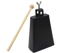 Metal Percussion Cowbell 6 Inch Black with Stick - Durable Drum Accessory Producing Lively Sound for Musicians and Bands