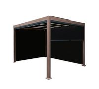 Jardi Wood Effect Aluminium Pergola With Blinds & LED Lights - 3m x 3m