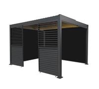 Monstershop Aluminium Pergola With Anthracite Blinds, 2 x Side Panels & LED Lights - 3m x 4m