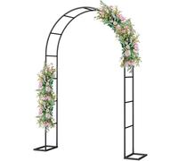 Metal Pergola Arbor with Base,4.6 Feet Wide x7.9 Feet High Easy to Assemble for Various Climbing Plant Wedding Garden Arch Arbor Bridal Party Decoration