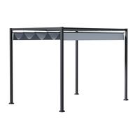 Metal Pergola Gazebo 4x3m Grey Powdercoat Steel Retractable Canopy 222x400x300cm