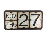 Metal Perpetual Calendar Iron & PVC Wall Desk Calendar Flip Distressed Finish for Home Office Decor 15.7x7.9x0.7 inch