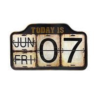 Metal Perpetual Calendar Iron & PVC Wall Desk Calendar Flip Distressed Finish for Home Office Decor (RL035)
