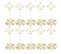 Metal Photo Holder with Base Golden Airplane Message Clip 10Pcs Set for Office Home Decor Iron Wire 9.9cm