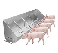 Metal Pig Feeder 5 Hole, Stainless Steel Hog Feeders Trough with Split Fence, Slope Design, Easy Installation, No Waste Pigs Feeding Pan, Outdoor Livestock Feeders for Calves Chicken Dog