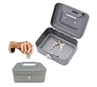 Metal Piggy Bank, Portable Piggy Bank, Money Box, Portable Piggy Bank Storage Box, Portable Iron Register, Mini Cash Box with Key, for Storing Banknotes (Grey)