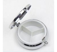Metal Pill Box Silver Round Rectangle Medicine Container Portable Travel Case for Vitamins Fish Oil Tablets 50mm 55mm(Round)
