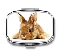 Metal Pill Case Rabbit Portable Pillbox Medicine Organizer Vitamin Holder Container