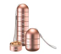 Metal Pill Organizer Weekly,Stackable Waterproof Travel Pill Box,Travel Hiking 7 Day Pill Box Case,Date Display,Large Compartment to Hold Pills, Vitamins, Capsules,Fish Oil, Supplements (Orange)