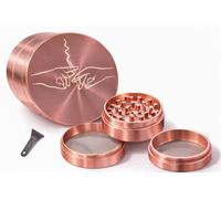 Metal Pink Herb Grinder - Four Piece Metal Tobacco Grinder with Pollen Catcher, Sharp Teeth & Magnetic top - Grinder for Dry Herbs & Spices