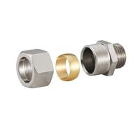 Metal Pipe Adapter Copper Pneumatic Adapter, BSP Male Thread Connector, Nickel Plating Ferrule Compression Fitting 1pc(4MM*1/2INCH)