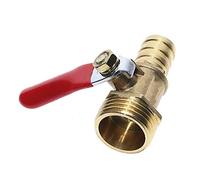 Metal Pipe Ball Valve, Brass Ball Valve Red Handle Hose Barb 8mm 10mm Female Thread 1/8''-1/2'' Connector Coupler(44993,8mm Tube)