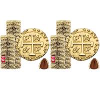 Metal Pirate Coins - 100 Gold Treasure Coin Set, Metal Replica Spanish Doubloons for Board Games, Tokens, Toys, Cosplay - Realistic Money Imitation for Treasure Chest, Medium Size 22 mm (Pack of 2)