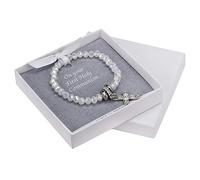 Metal Planet Ltd First Holy Communion Pearlescent Commemorative Bracelet Gift, Sparkly Cross Design in Smart White Box