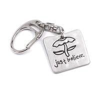 Metal Planet Ltd Just Believe pewter keyring, Gift with a reverse message saying 'Things happen for a reason'
