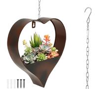 Metal Plant Hangers Indoor and Outdoor, Rustic Heart Shape Plant Hangers Perfect for Window Wall Living Room Office Decor, Hanging Baskets for Outdoor Plants, Gifts for Women Wife Garden Lovers