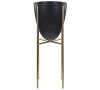 Metal Plant Pot Stand 16 x 16 x 41 cm Black with Gold LEFKI
