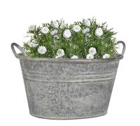 Metal Plant Pot Vintage Style Galvanised Bucket Trough Dolly Planter with Handles Patio Lawn Decking Plant Pot for Shrubs, Bushes, Trees, Topiaries & Flowers (Medium)