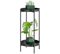 Metal Plant Stand 2 Tier Flower Pot Holder with Removable Trays black | Rustproof plant display shelf supports various pots Ideal for indoor outdoor garden balcony and living room decoration