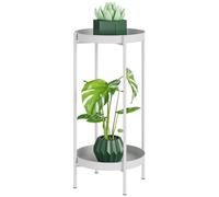 Metal Plant Stand 2 Tier Flower Pot Holder with Removable Trays white | Rustproof plant display shelf supports various pots Ideal for indoor outdoor garden balcony and living room decoration