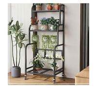 Metal Plant Stand Cart - 4-Tier Rolling Flower Rack for Indoor Outdoor Decor