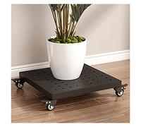 Metal Plant Stand with Wheels Indoor & Outdoor Rolling Plant Caddy 45cm Flower Pot Base on Casters (Black) - Perfect for Home & Garden Decor
