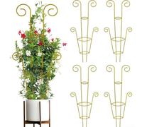 Metal Plant Trellis 30in Iron Rustproof Adjustable Set 2 or 4 Pack | Hand-welded iron trellis with gold-tone coating supports climbing plants tool-free setup and space-saving design