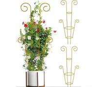 Metal Plant Trellis 30in Iron Rustproof Adjustable Set 2 or 4 Pack | Hand-welded iron trellis with gold-tone coating supports climbing plants tool-free setup and space-saving design