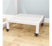 Metal Plant Trolley on Wheels - Movable Plant Caddy for Indoor/Outdoor Use - 16" Flower Pot Stand/Tray - White Color - Perfect for Home & Garden Tools