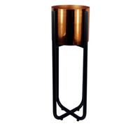 Metal Planter Stand Black Stand Copper Metal Plant Pot 62Cm X 18Cm Leaf Design Botanik