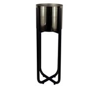 Metal Planter Stand Black Stand Silver Metal Plant Pot 62Cm X 18Cm Leaf Design Botanik