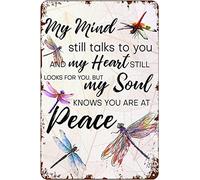Metal Plaque Dragonfly My Mind Still Talks To You Wall Art Nostalgic For Home Kitchen Pubs Sign Wall Decor Poster Metal Sign 8X12 Inches