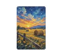 Metal Plaque Hay Bales Under A Starlit Sky 30x20cm Home Decor | Choose metal wall plaques as a decor gift for a moving-day gift, ideal for retro decor fans.