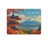 Metal Plaque Japan Landscape with Pagoda And Mountain 30x40cm Wall Decor | Give the kitchen a fresh wall detail with printed metal signs for a fresh styling detail.