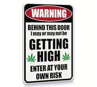 Metal Plaque Sign Warning Behind This Door I May Or May Not Be Naked Enter At Your Own Risk Tin Sign, Retro Vintage Wall Decor, For Home Bar Kitchen Pub Wall Decor Signs. 12 x 8 Inch