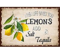 Metal Plaque When Life Gives You Lemons Wall Art Nostalgic For Home Kitchen Pubs Sign Wall Decor Poster Metal Sign 8X12 Inches