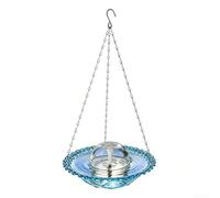 Metal Plastic Bird Bath 45cm Tall Cascading Water(Blue)